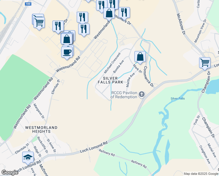 map of restaurants, bars, coffee shops, grocery stores, and more near 534 Bonita Avenue in Saint John