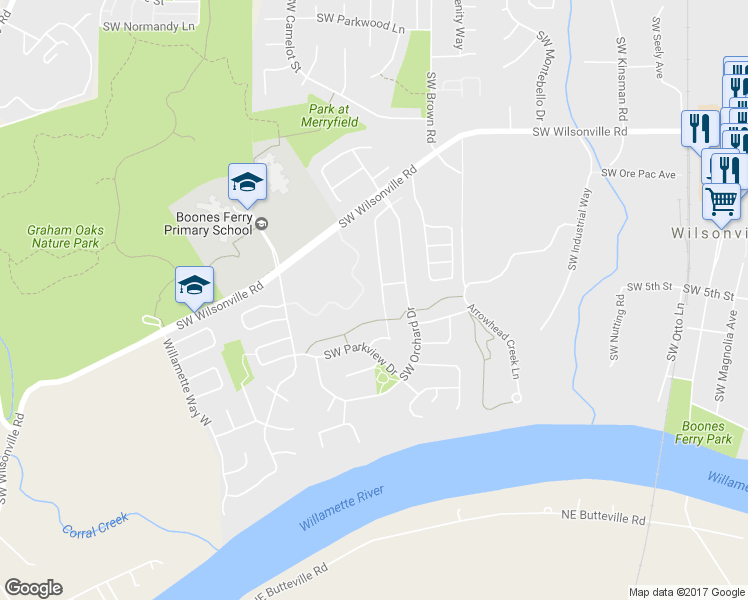 map of restaurants, bars, coffee shops, grocery stores, and more near 31375 Southwest Kensington Drive in Wilsonville