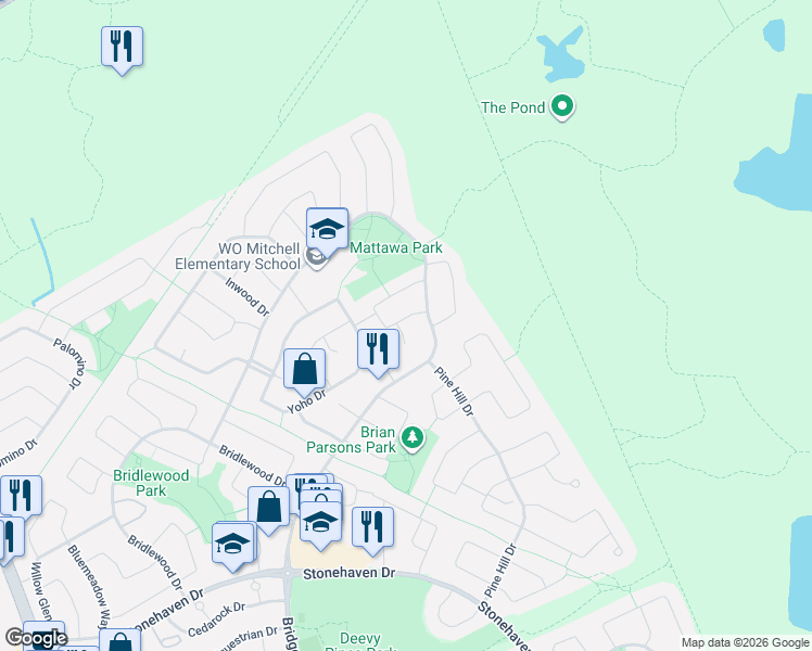 map of restaurants, bars, coffee shops, grocery stores, and more near 2 Gros Morne Court in Ottawa