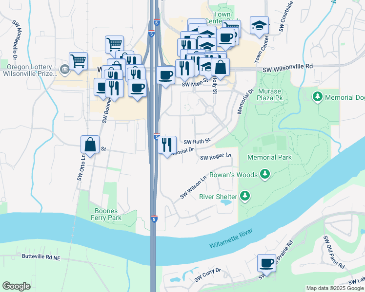 map of restaurants, bars, coffee shops, grocery stores, and more near 30700 Southwest Parkway Avenue in Wilsonville