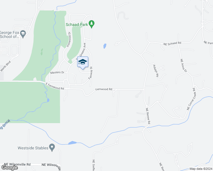 map of restaurants, bars, coffee shops, grocery stores, and more near 30575 Northeast Fernwood Road in Newberg