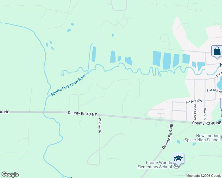 map of restaurants, bars, coffee shops, grocery stores, and more near 701 Westland Lane in New London