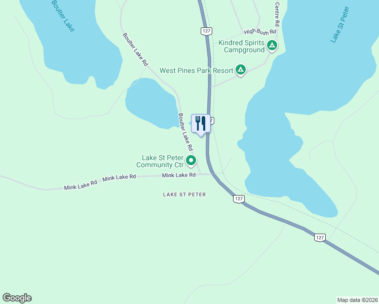 map of restaurants, bars, coffee shops, grocery stores, and more near 31 Boulter Lake Road in Lake Saint Peter