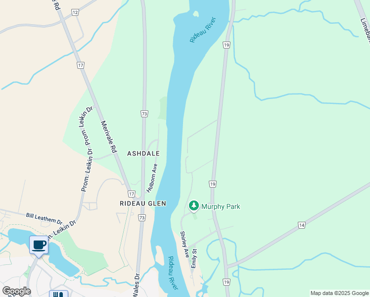 map of restaurants, bars, coffee shops, grocery stores, and more near 450 River Road in Ottawa