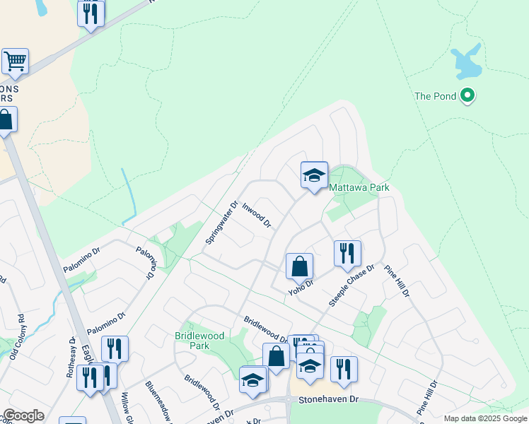 map of restaurants, bars, coffee shops, grocery stores, and more near 4 Inwood Drive in Ottawa