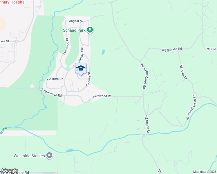 map of restaurants, bars, coffee shops, grocery stores, and more near 30575 Northeast Fernwood Road in Newberg
