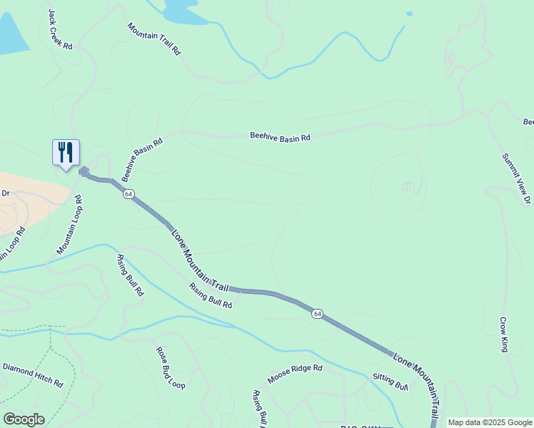 map of restaurants, bars, coffee shops, grocery stores, and more near 36 Swift Bear Road in Big Sky