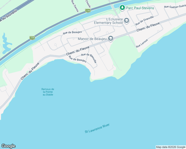 map of restaurants, bars, coffee shops, grocery stores, and more near 23 Rue de Beaujeu in Coteau-du-Lac