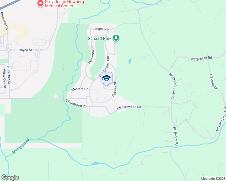 map of restaurants, bars, coffee shops, grocery stores, and more near 187 Fairway Street in Newberg