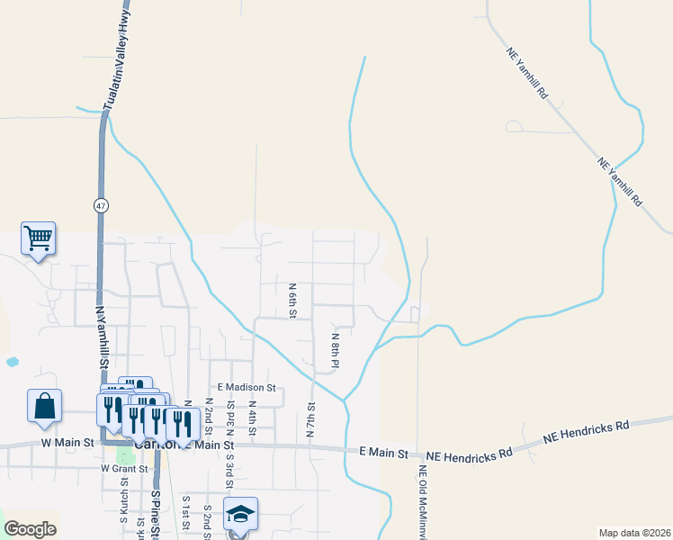 map of restaurants, bars, coffee shops, grocery stores, and more near 756 East McKinley Street in Carlton