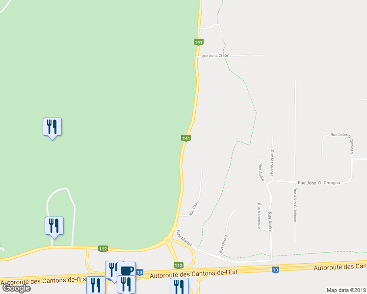 map of restaurants, bars, coffee shops, grocery stores, and more near Chemin du Mont Orford in Magog