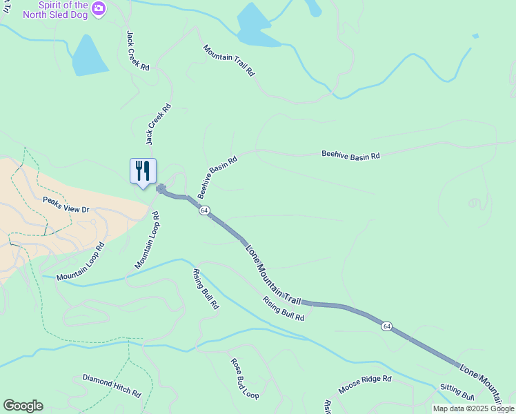 map of restaurants, bars, coffee shops, grocery stores, and more near 36 Swift Bear Road in Big Sky