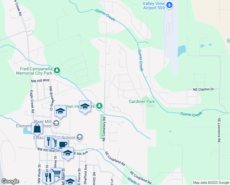 map of restaurants, bars, coffee shops, grocery stores, and more near 1305 Northeast Cooper Lane in Estacada