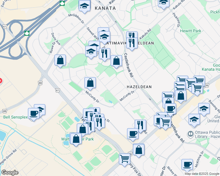 map of restaurants, bars, coffee shops, grocery stores, and more near 26 Forbes Avenue in Ottawa