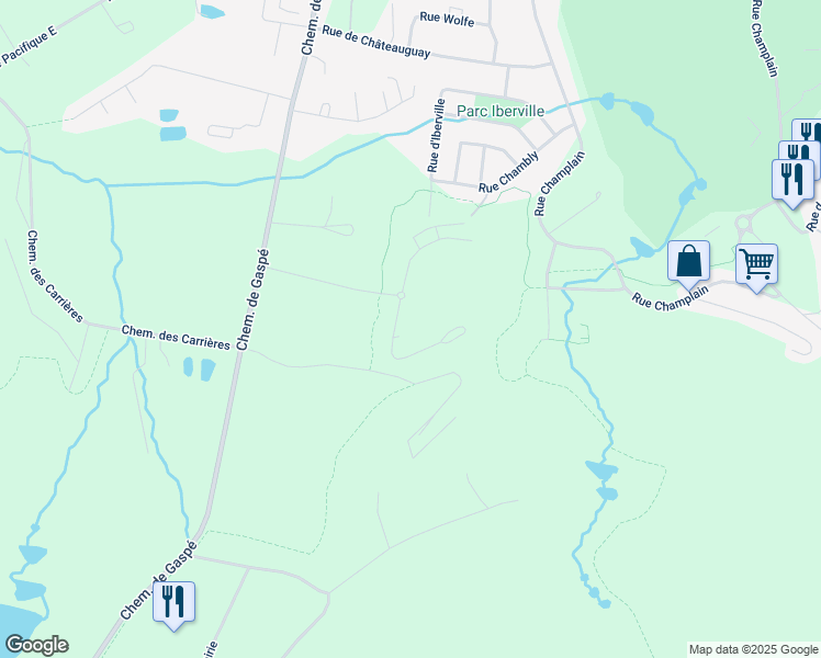 map of restaurants, bars, coffee shops, grocery stores, and more near 180 Rue du Cercle des Cantons in Bromont