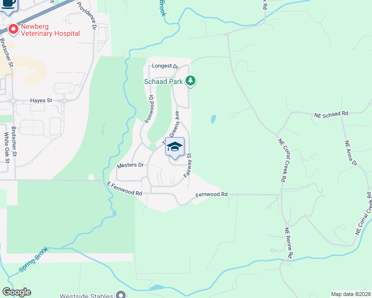 map of restaurants, bars, coffee shops, grocery stores, and more near 311 Fairway Street in Newberg