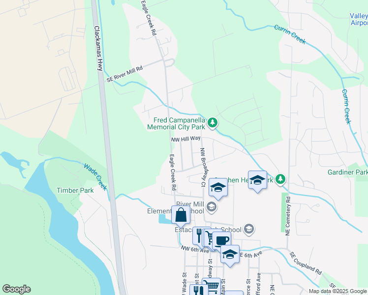 map of restaurants, bars, coffee shops, grocery stores, and more near 1390 NW Bagby Street in Estacada