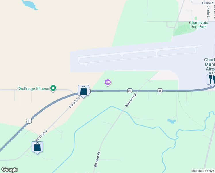 map of restaurants, bars, coffee shops, grocery stores, and more near 6549-6717 U.S. 31 in Charlevoix