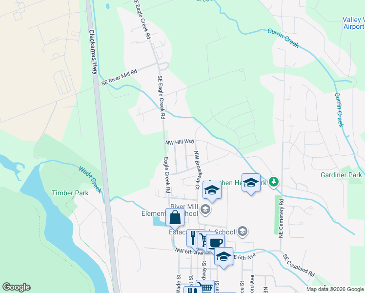 map of restaurants, bars, coffee shops, grocery stores, and more near 1405 NW Campanella Way in Estacada