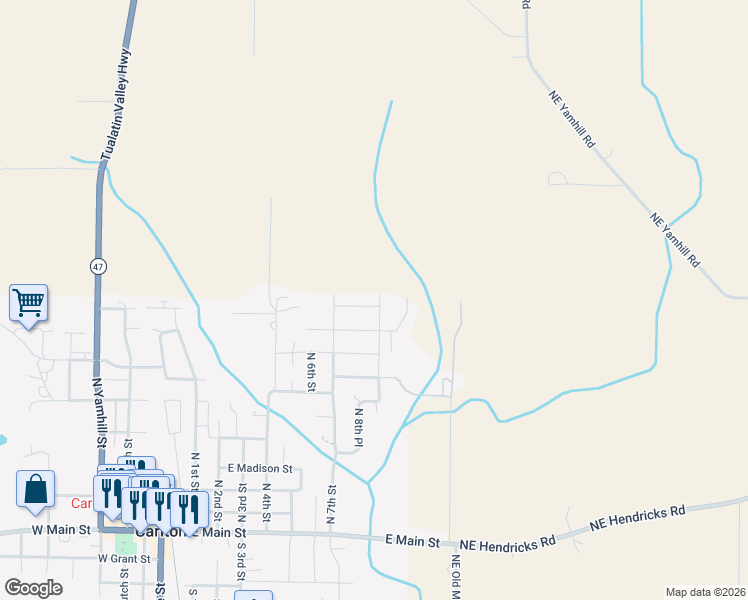 map of restaurants, bars, coffee shops, grocery stores, and more near 787 East Roosevelt Street in Carlton