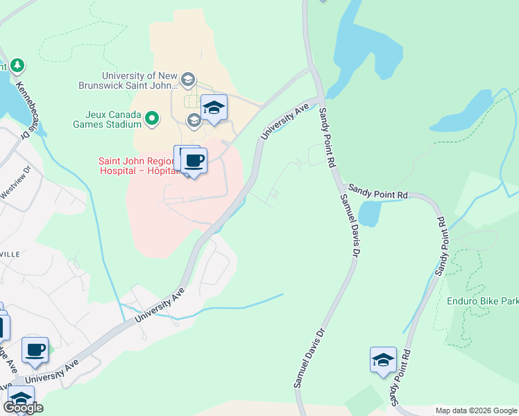 map of restaurants, bars, coffee shops, grocery stores, and more near 22 Arlington Crescent in Saint John
