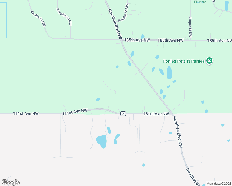 map of restaurants, bars, coffee shops, grocery stores, and more near 7361 181st Avenue Northwest in Anoka