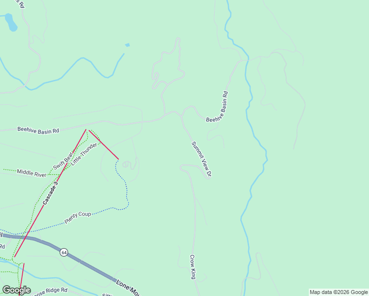 map of restaurants, bars, coffee shops, grocery stores, and more near 135 Summit View Drive in Big Sky
