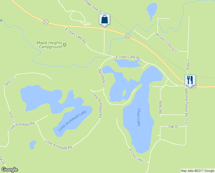 map of restaurants, bars, coffee shops, grocery stores, and more near 17196 Peninsula Lane in Lakewood