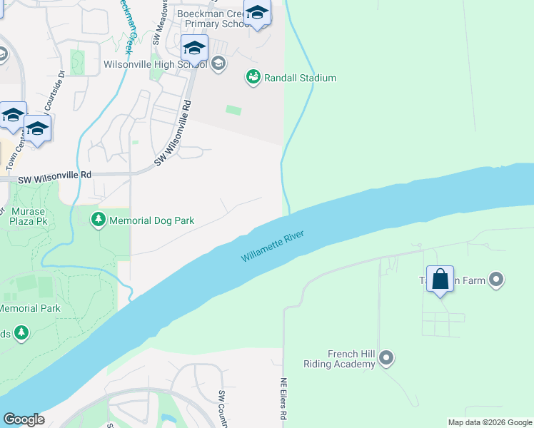 map of restaurants, bars, coffee shops, grocery stores, and more near 6600 Southwest Montgomery Way in Wilsonville