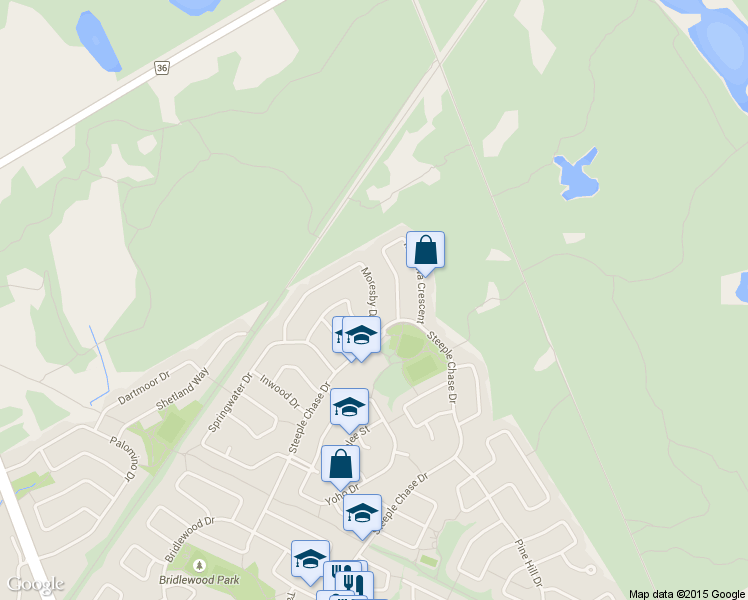 map of restaurants, bars, coffee shops, grocery stores, and more near 88 Moresby Drive in Ottawa