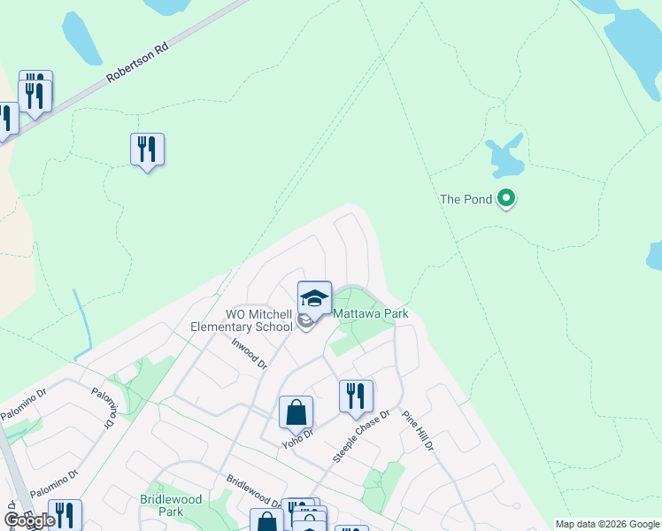 map of restaurants, bars, coffee shops, grocery stores, and more near 90 Moresby Drive in Ottawa