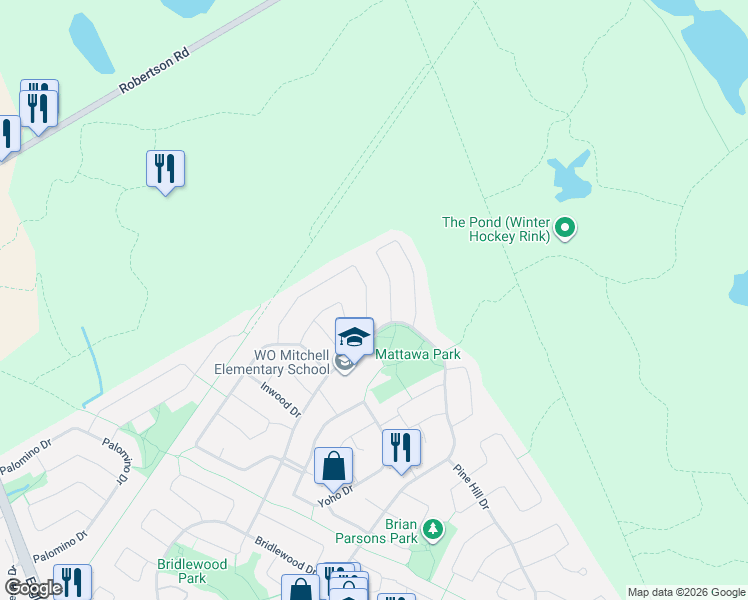 map of restaurants, bars, coffee shops, grocery stores, and more near 88 Moresby Drive in Ottawa