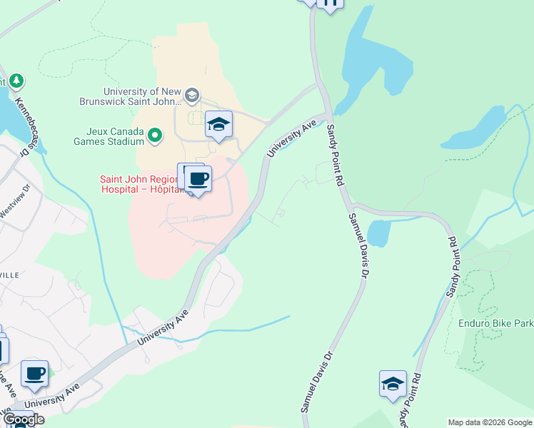map of restaurants, bars, coffee shops, grocery stores, and more near 184 Arlington Crescent in Saint John