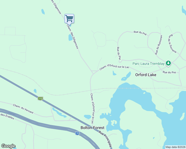 map of restaurants, bars, coffee shops, grocery stores, and more near 133 Chemin d'Orford sur le Lac in Eastman