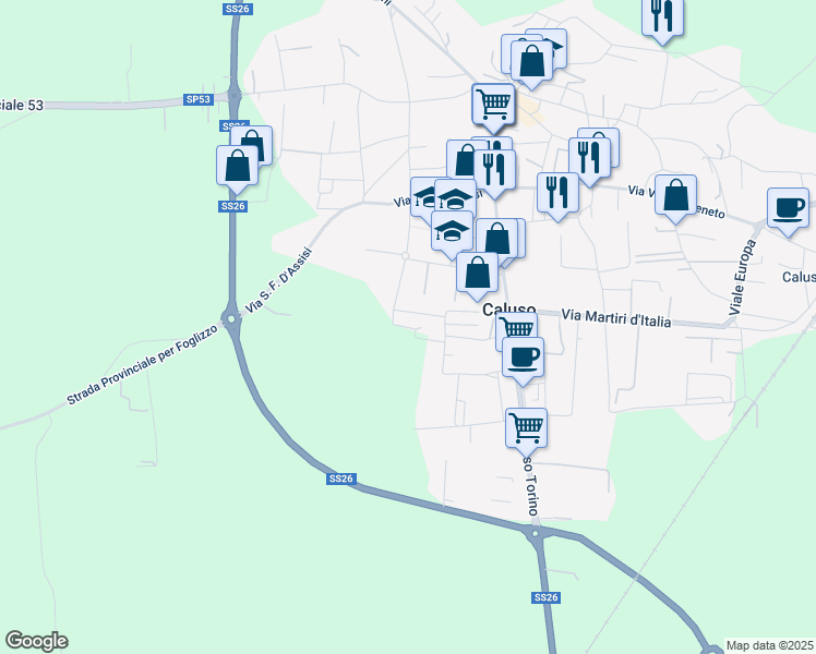 map of restaurants, bars, coffee shops, grocery stores, and more near 3 Via Valdambrini in Città Metropolitana di Torino