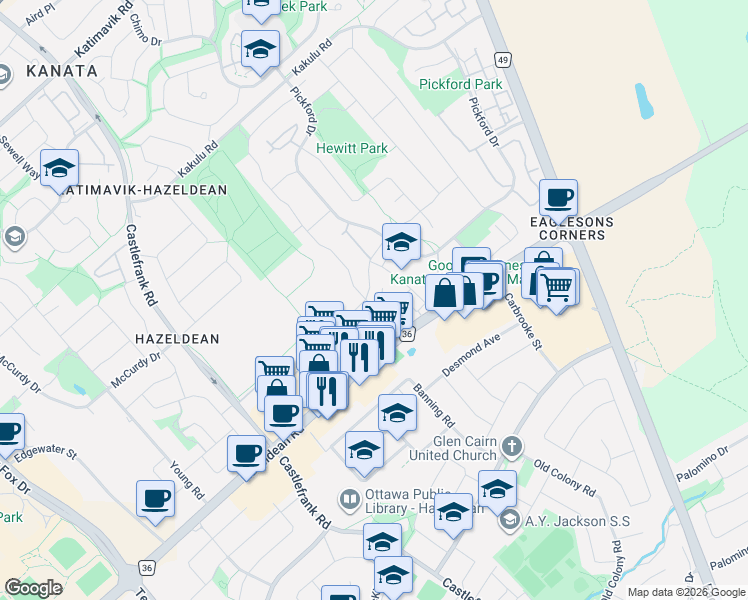 map of restaurants, bars, coffee shops, grocery stores, and more near in Ottawa