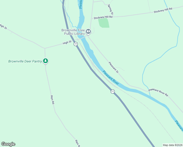 map of restaurants, bars, coffee shops, grocery stores, and more near 150 Main Road in Brownville