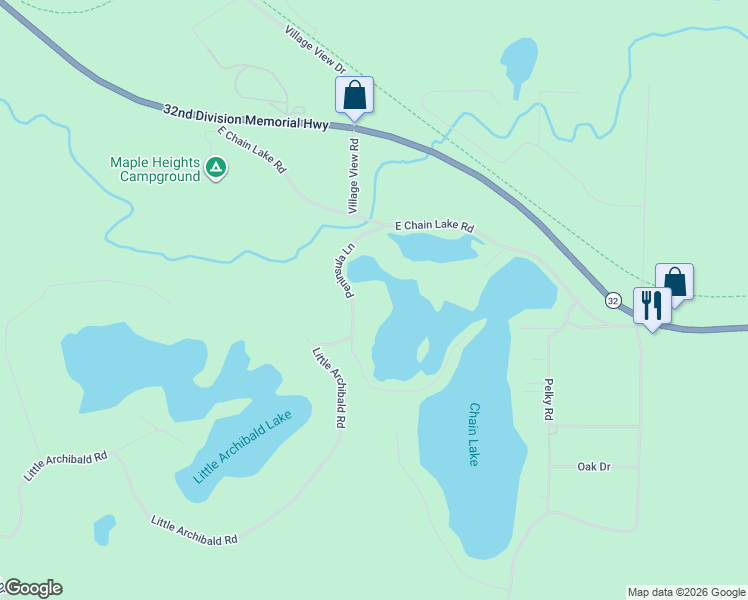 map of restaurants, bars, coffee shops, grocery stores, and more near 17196 Peninsula Lane in Lakewood