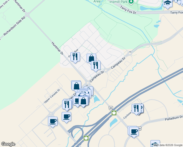 map of restaurants, bars, coffee shops, grocery stores, and more near 220 Mission Trail Crescent in Ottawa
