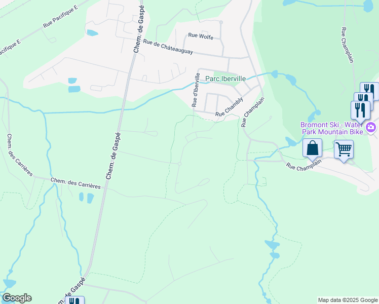 map of restaurants, bars, coffee shops, grocery stores, and more near 160 Rue du Cercle des Cantons in Bromont