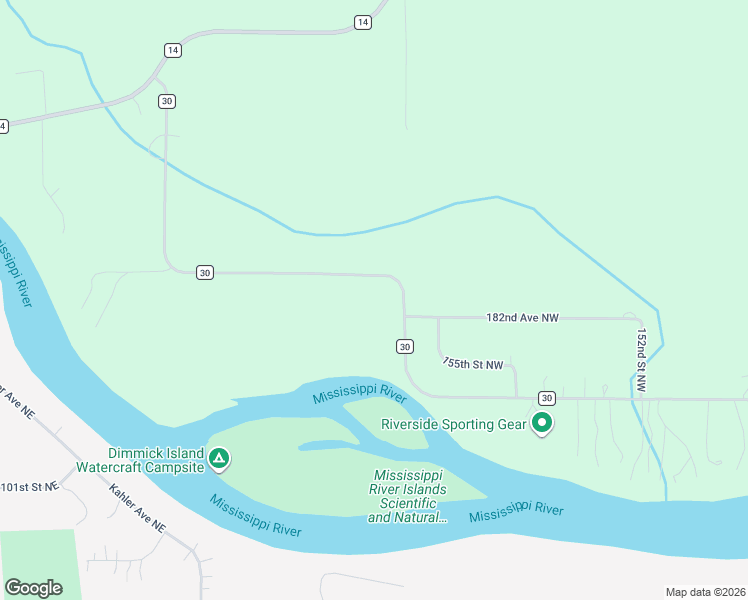 map of restaurants, bars, coffee shops, grocery stores, and more near 15600 County Road 30 in Elk River