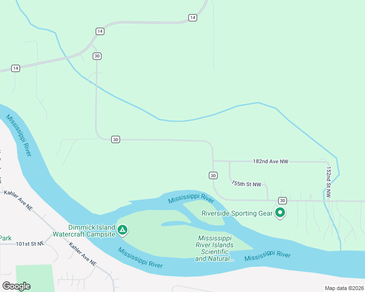 map of restaurants, bars, coffee shops, grocery stores, and more near 15600-17684 County Road 30 in Elk River