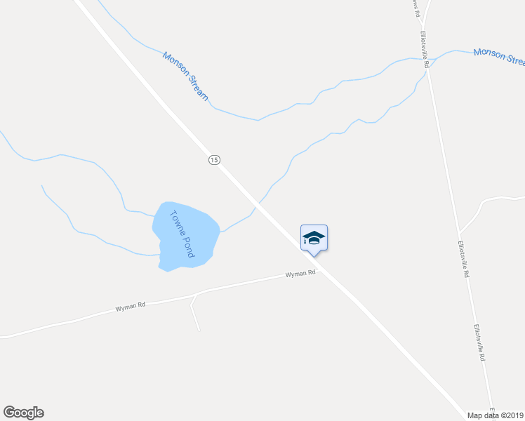 map of restaurants, bars, coffee shops, grocery stores, and more near Greenville Road in Monson