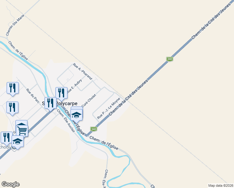 map of restaurants, bars, coffee shops, grocery stores, and more near 1 Rue de la Nouvelle-Longueuil in Saint-Polycarpe