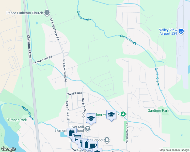 map of restaurants, bars, coffee shops, grocery stores, and more near 1643 North Broadway Street in Estacada