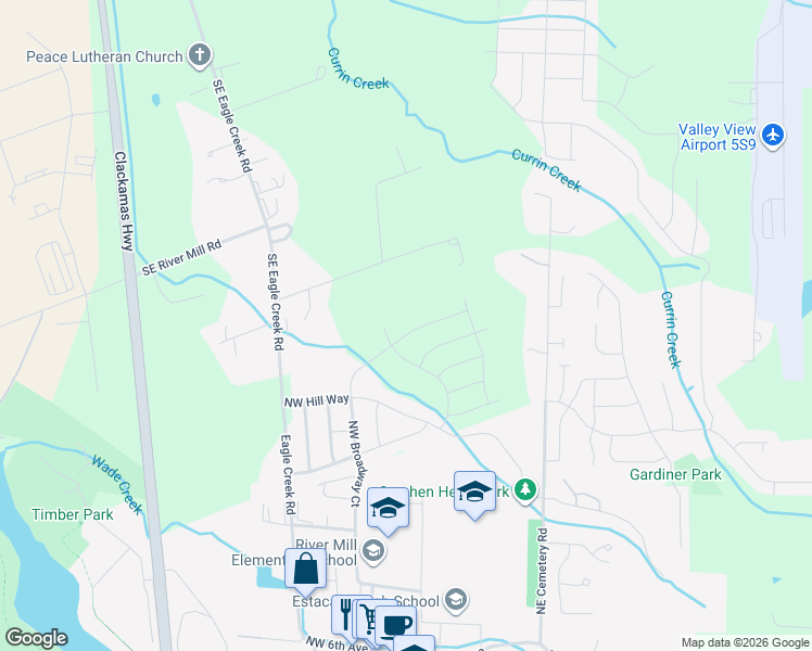 map of restaurants, bars, coffee shops, grocery stores, and more near 1643 North Broadway Street in Estacada