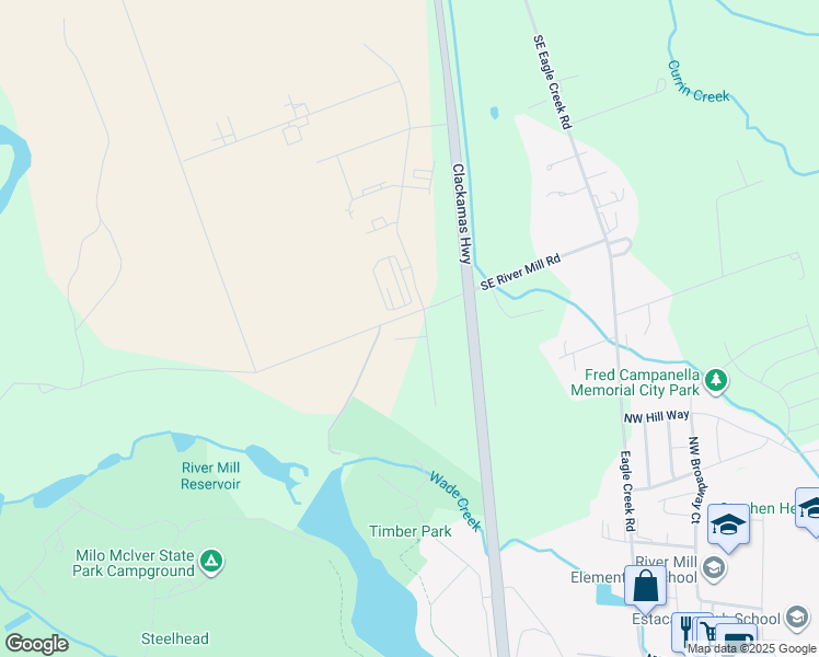 map of restaurants, bars, coffee shops, grocery stores, and more near 30355 Southeast Veterans Boulevard in Estacada