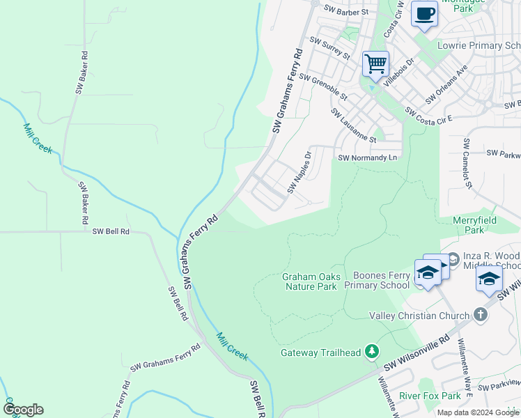 map of restaurants, bars, coffee shops, grocery stores, and more near 12363 Southwest Waterford Loop in Wilsonville