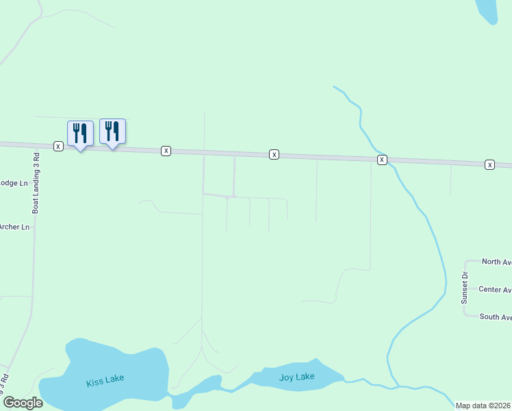 map of restaurants, bars, coffee shops, grocery stores, and more near W11222 Sun and Sand Lane in Crivitz