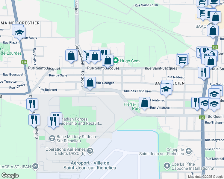 map of restaurants, bars, coffee shops, grocery stores, and more near 541 Boulevard Gouin in Saint-Jean-sur-Richelieu